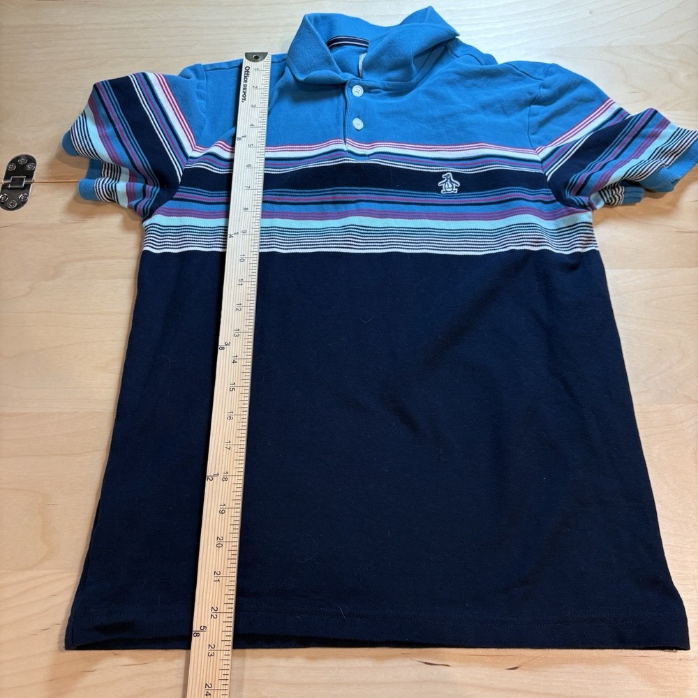 Original Penguin Kids S Blue Polo Shirt Preppy Stripe Cotton - Picture 7 of 9